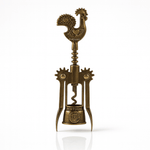Bronze corkscrew with rooster design on a white background