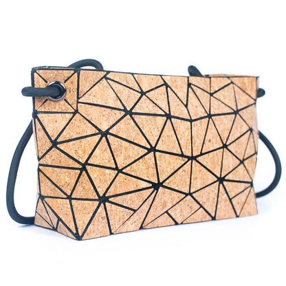 Bolso cruzado para mujer con diseño geométrico irregular de corcho - 2263