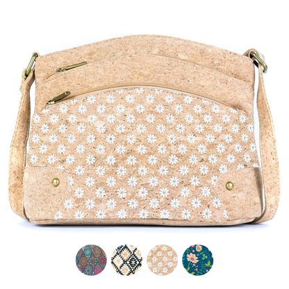 Dames kurk crossbody tas met drie lijnen rits BAG-2284