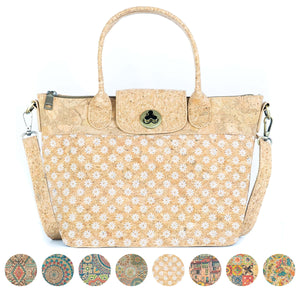 Cork Handbag –  Tile and Floral Pattern BAGD-611