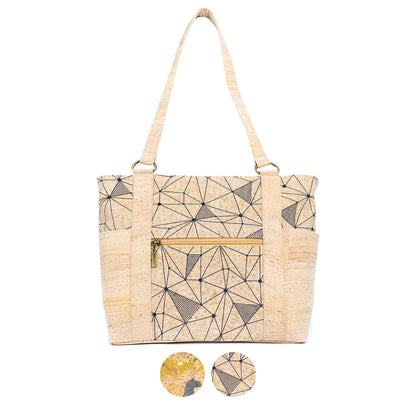 Kurk tote tas met ritsvak – vegan schouderhandtas voor dames BAGP-326