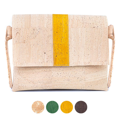 Kork Umhängetasche mit farbigem Streifen – Vegane Schultertasche BAGP-356