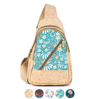 Bandolera de corcho con panel frontal estampado BOLSO-2369