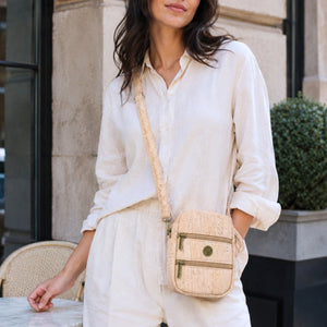 Cork Crossbody Phone Bag – Dual Zipper Vegan Sling Purse BAG-2361