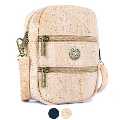 Kurk crossbody telefoontas – dubbele rits vegan sling tas BAG-2361
