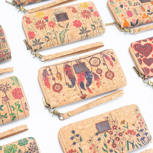 Various patterns natural cork women zipper card wallet BAG-2235
