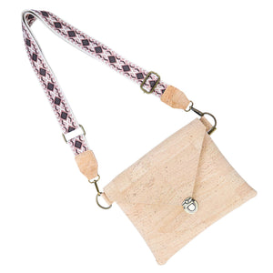 Cork Envelope Crossbody Bag with Interchangeable Strap - Vegan Clutch BAGP-354