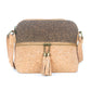 Bolso bandolera de corcho natural con borla y cremallera para mujer BAG-2291