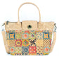 Cork Handbag –  Tile and Floral Pattern BAGD-611