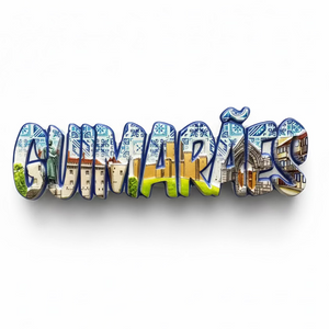 Guimarães Magnet with Historic Architecture and Tile-Inspired Design