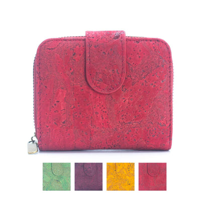 Gekleurde kurken damesportemonnee met anti-RFID bescherming BAG-2268