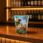 Madeira glass shot souvenir displaying coastal village scenery, seagulls, ocean landscape, and Portuguese decorative tile patterns