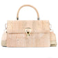 Elegant Black Cork Crossbody Bag with Gold Buckle and Cotton Strap BAG-2321