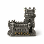 Portugal Belém Tower souvenir figurine isolated on a white background, featuring a detailed miniature replica of Lisbon’s historic waterfront fortress and national monument.