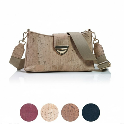 Elegante bolso bandolera de corcho con broche dorado y correa de algodón para mujer BAG-2320