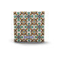 This intricate ceramic tile showcases a blend of vibrant geometric and floral patterns, primarily in shades of white, green and yellow. The word "PORTUGAL" stands out in white, making it an ideal keepsake for travelers or a standout piece for any cork coaster collection.