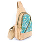 Bandolera de corcho con panel frontal estampado BOLSO-2369