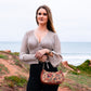Bohemian Chic Printed Cork & Brown PU Leather Crossbody Bag BAG-2336