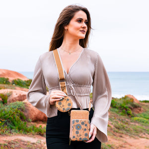 Natural Cork Women's Printed Double Layer Phone Pouch BAG-2312