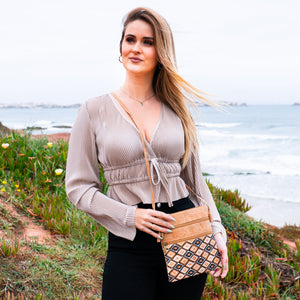 Cork Women's Double Zip Flower print Crossbody Bag BAG-2266