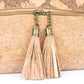Bolso bandolera de corcho natural con borla y cremallera para mujer BAG-2291