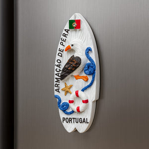 Decorative wall plaque with a bird design and text on a metallic surface
