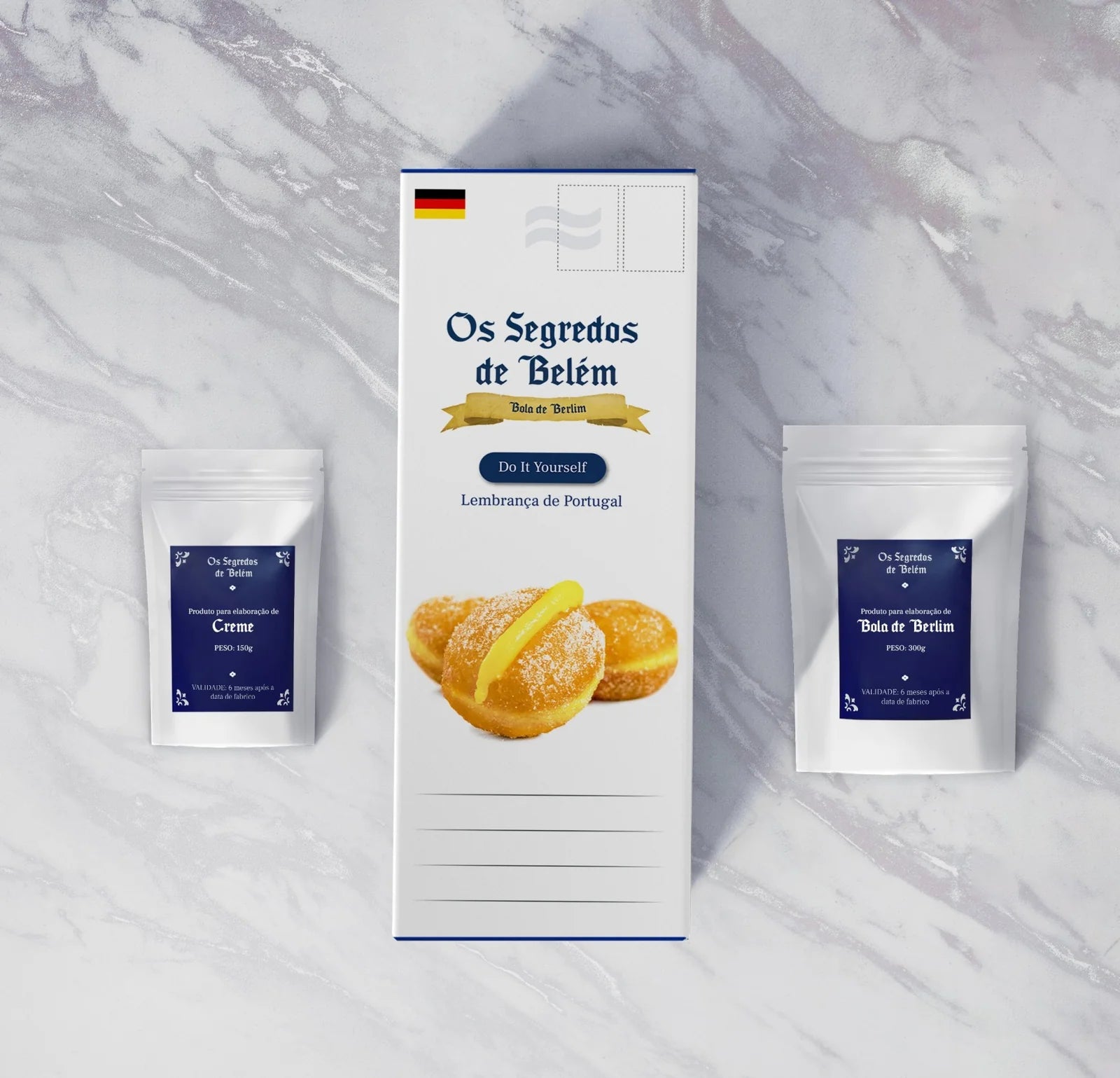 Portugal Bola de Berlim kit with cream mix, dough mix and souvenir packaging