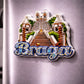 Braga souvenir magnet placed on a fridge with illustrated monumental staircase, historic sanctuary and tile-inspired lettering