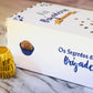 Portugal brigadeiro kit box detail with paper molds for serving chocolate truffles