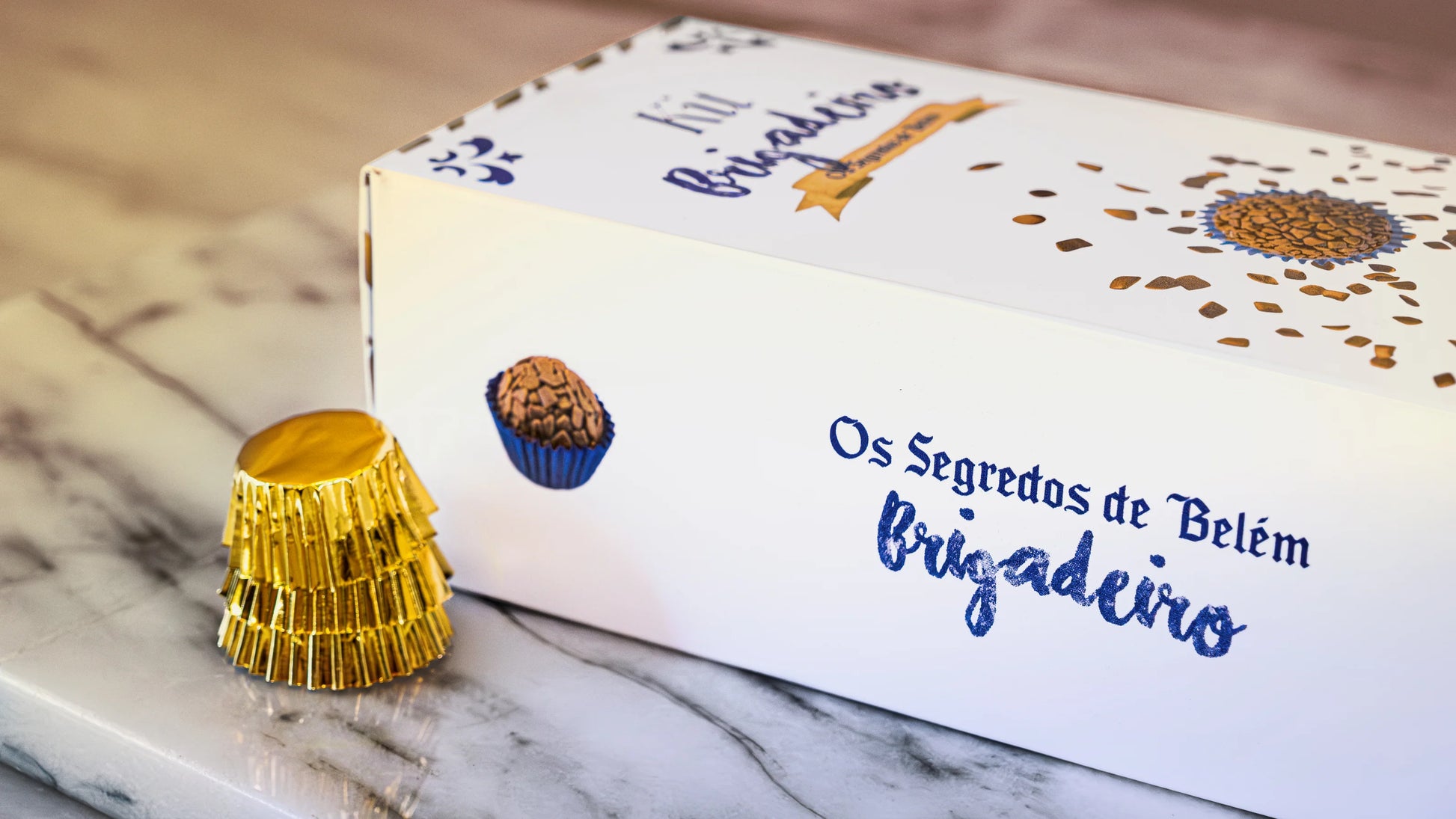 Portugal brigadeiro kit box detail with paper molds for serving chocolate truffles