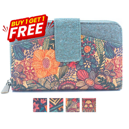 Alle kurk dames kaartportemonnee Kleuren kurk Mini-Flap Geprinte Portemonnee –TAS-2222