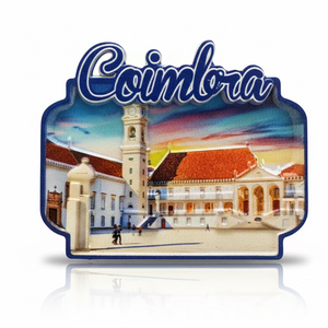 Coimbra souvenir magnet with historic university buildings and traditional architecture