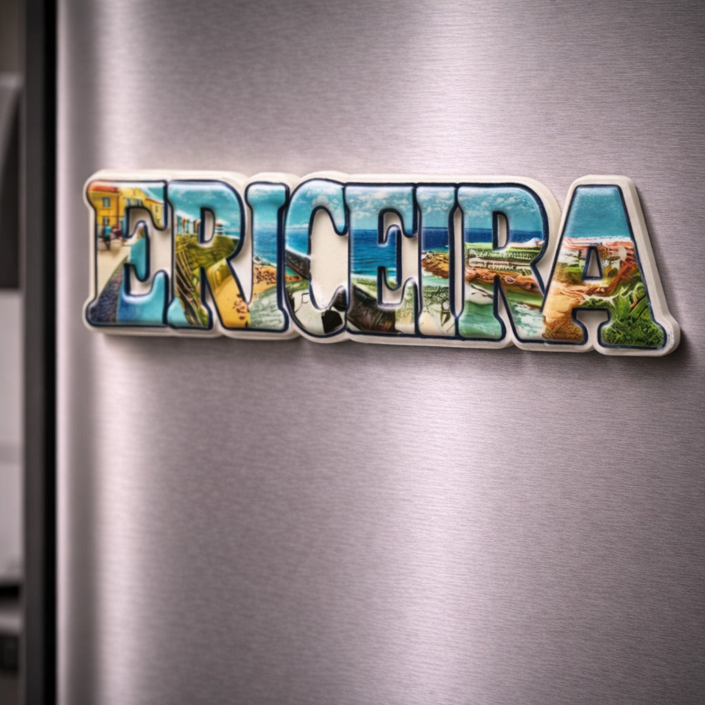 ericeira magnet placed on a fridge surface