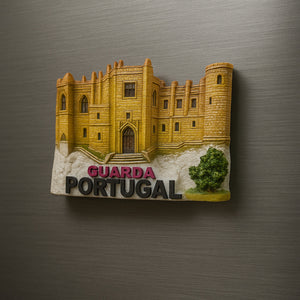 Guarda Magnet with Cathedral in 3D Relief – Historic Portugal Souvenir