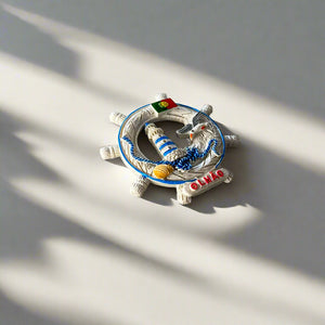 Olhão Souvenir Magnet – Nautical Wheel with Lighthouse, Seagull and Portuguese Flag