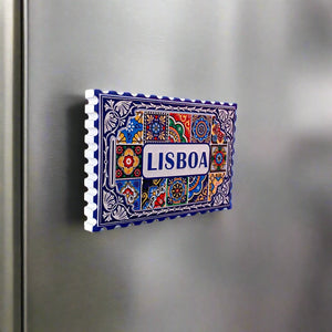 Aimant de réfrigérateur de Lisbonne avec motif de carreaux portugais traditionnels