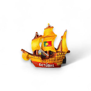 Setúbal Souvenir Magnet – Traditional Portuguese Ship with National Flag