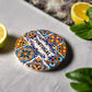 Decorative plate with Portuguese design on a plain background