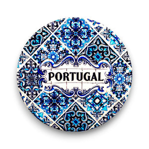 Portugal Ceramic Tile Coaster with Cork Base, Blue Azulejo Mosaic