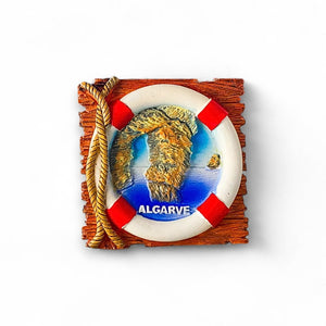 Algarve Fridge Magnet – Portugal Souvenir with Lifesaver and Cliff Rock Coastal Design