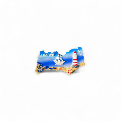 Algarve Fridge Magnet Set – Portugal Souvenirs in Regional Map Shape with Nautical and Sunset Variations