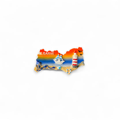 Algarve Fridge Magnet Set – Portugal Souvenirs in Regional Map Shape with Nautical and Sunset Variations