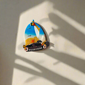 Quarteira Fridge Magnet – Portugal Souvenir with Sailboat, Seagull and Beach-Themed Design