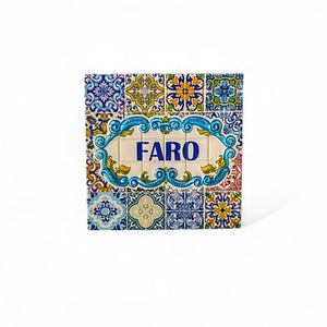 Faro Fridge Magnet – Portuguese Tile-Inspired Souvenir from Algarve's Capital
