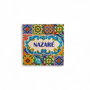 Imán para nevera de Nazaré: souvenir inspirado en azulejos portugueses de la capital del surf de Portugal