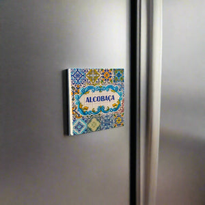 Aimant de réfrigérateur Alcobaça – Souvenir inspiré des carreaux portugais du centre du Portugal