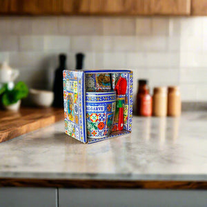 Chávena de Café de Cerâmica com Colher do Algarve - Design Português Tradicional em Caixa Personalizada
