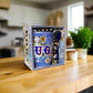 Portugiesische Souvenir-Keramiktasse mit traditionellen blauen Fliesenmotiven und dunkelblauem Löffel – Geschenkbox inklusive

