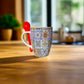 Portugal Keramik-Souvenirtasse mit farbigem traditionellem Azulejo-Fliesenmuster und Löffel – Geschenkbox inklusive

