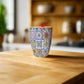 Portugal Keramik-Souvenirtasse mit farbigem traditionellem Azulejo-Fliesenmuster und Löffel – Geschenkbox inklusive

